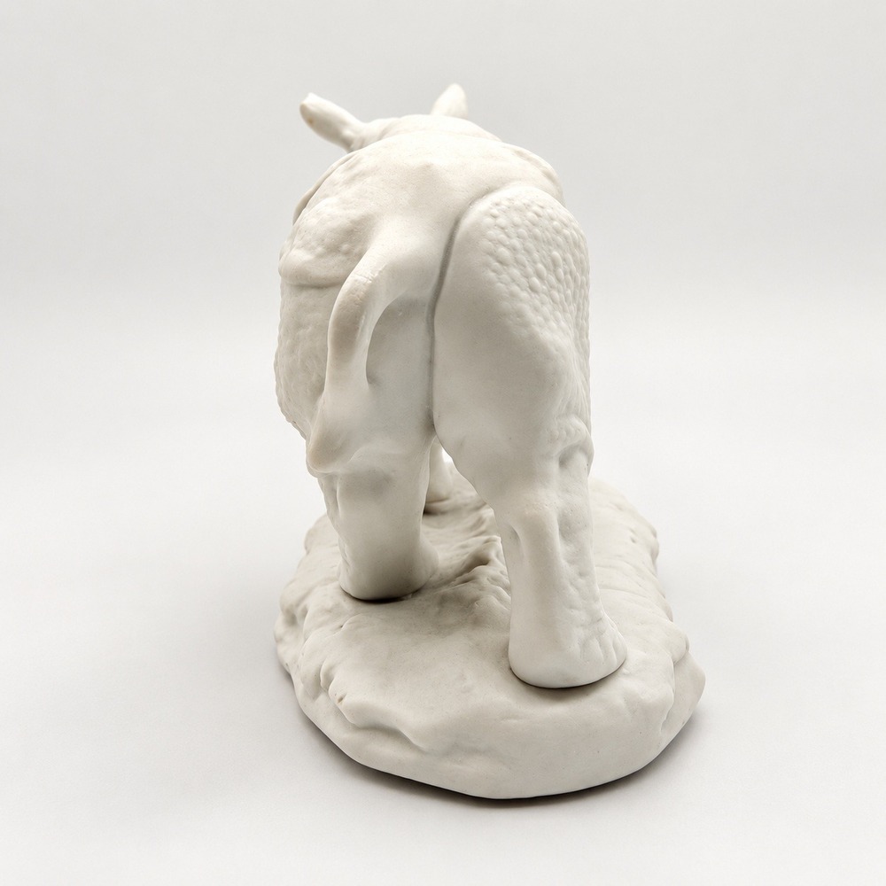 Vintage 1973 Aldon Accessories White Bisque Porcelain Rhinoceros Figurine Japan - Picture 5 of 6